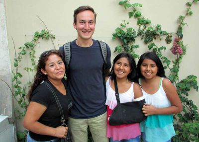 David with his host mother, Sara, and his host sisters, Zully and Galeth.