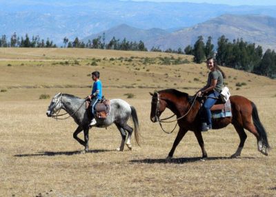 Abbie and Javier ride horses near Quinua, a town outside of Ayacucho.