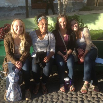 Kate, Asia, Abbie and Morgan in a park near their homes.