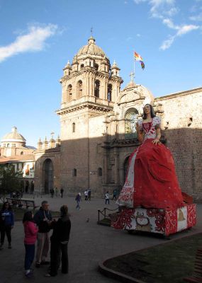 A float of Nadine Heredia, wife of President Humala, left over from the Inti Raymi festival.