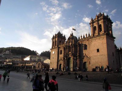 An afternoon view of Cusco's main cathedral.