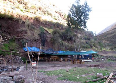 The trout farm now has tables at the ready to serve customers.