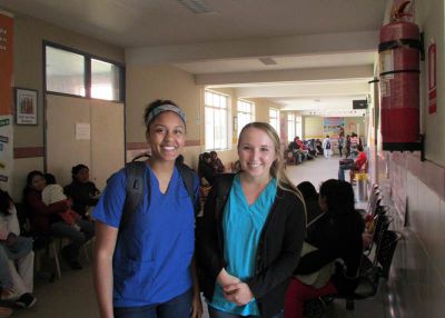 Asia and Kate inside the main waiting area.