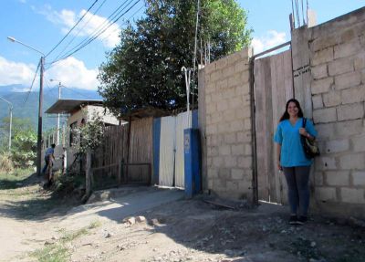 Jessica outside her host home.