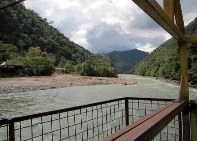 Looking down the fast flowing Chanchamayo River.