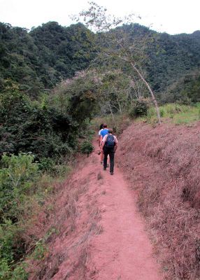 Walking toward the waterfalls.