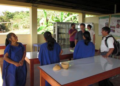 The room where women work on craft projects, sewing cloth bags, making jewelry and bowls out of gourds.