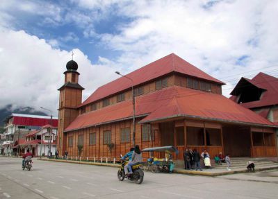 Santa Rosa is a Catholic church built of wood, which is unique in Peru.