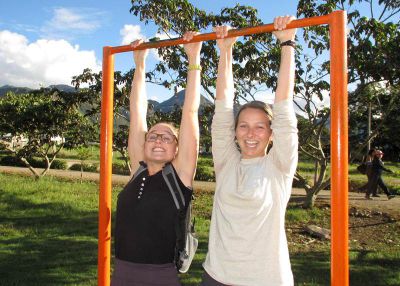 The park includes several exercise stations.