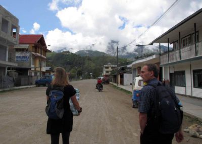 Walking toward Anna and Claire's homes after school.