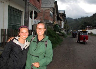 Claire and Anna on the street where they live. We say goodbye until next week.